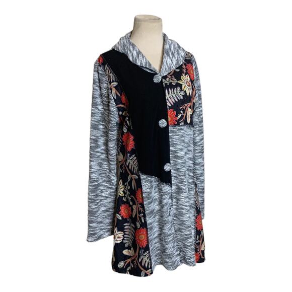 Luii gray patchwork long sleeves button cardigan size Small - Picture 10 of 10
